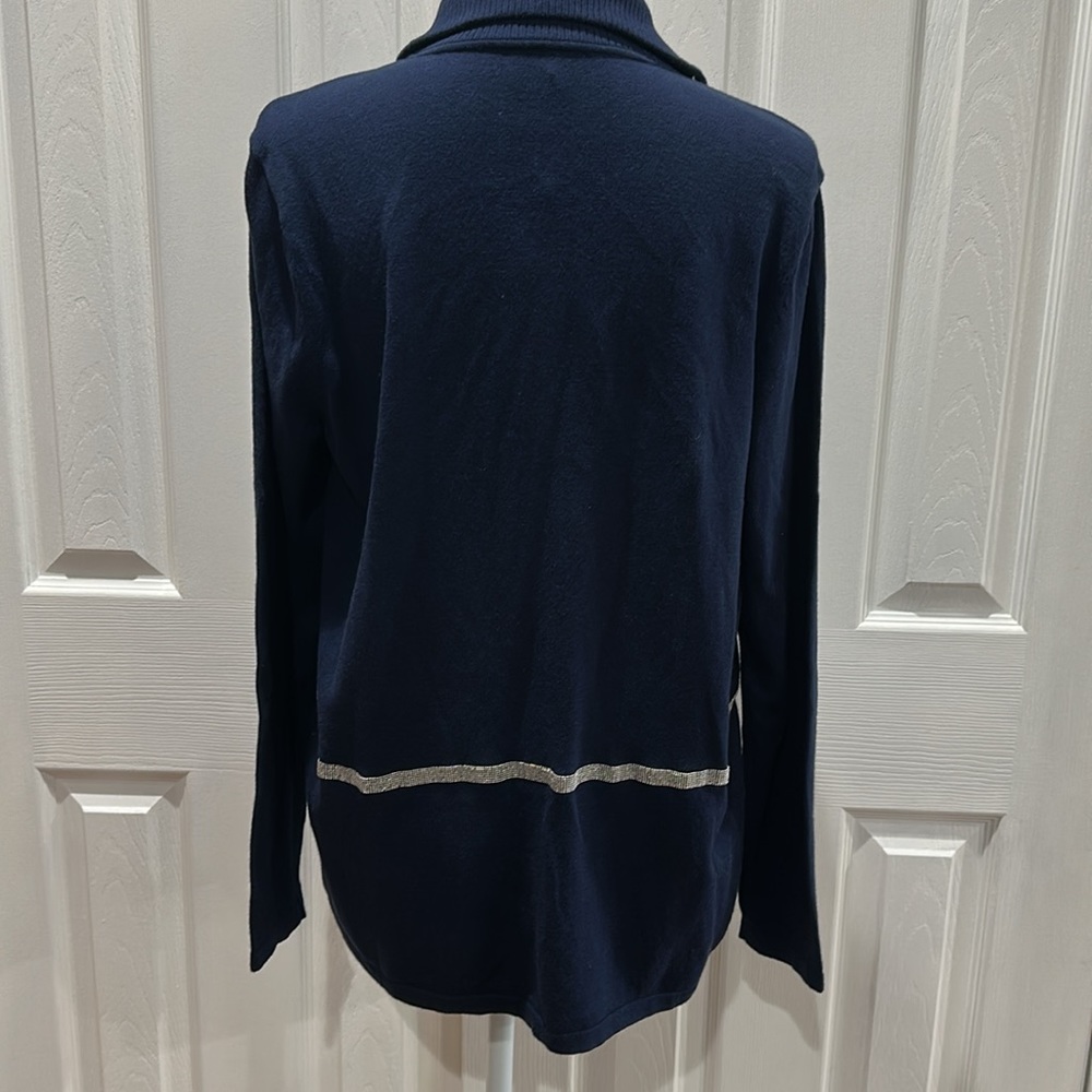 Zenergy Cotton Cashmere-Blend Beaded-Trim Jacket Size M - Picture 9 of 14